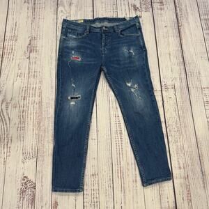 Diesel Buster DS78 Bandana Patch Slim Taper Jeans Men’s 36 Distressed